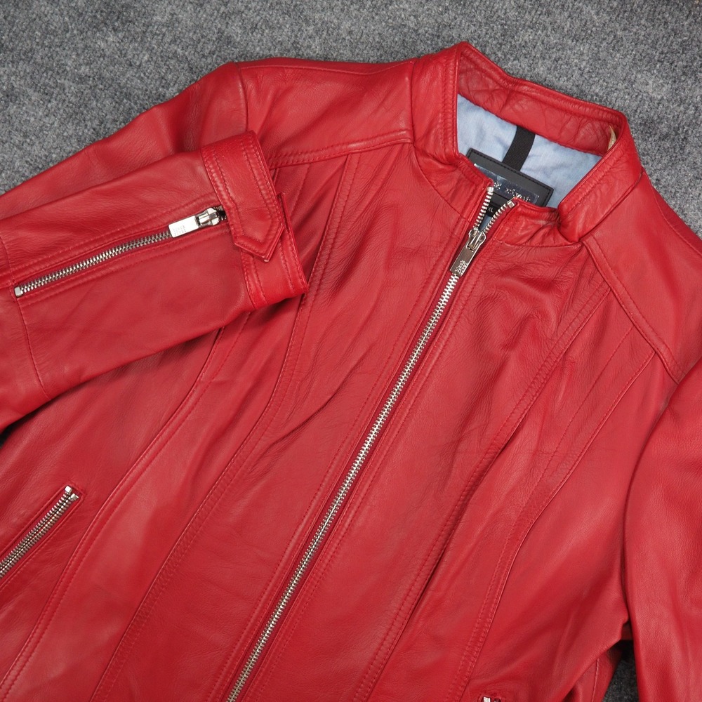 Black Rivet Jacket Womens XL Moto Red Solid Biker Cafe Racer Edgy Streetwear